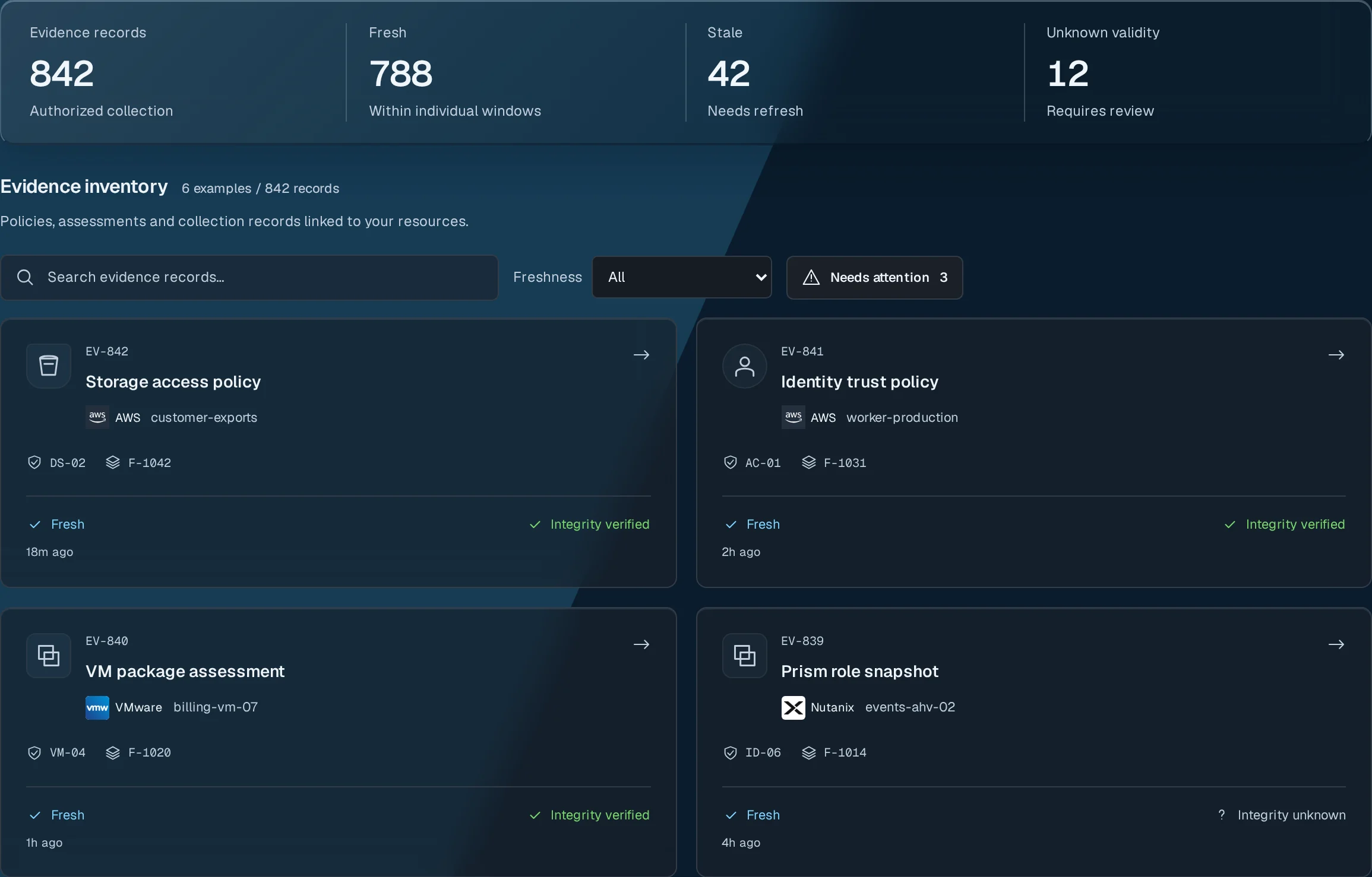 Evidence vault: captured audit objects and their checkpoint proofs